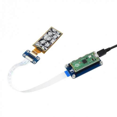 Waveshare 2.13 pouces 212 x 104 Pixel Noir / Blanc Flexible E-Encre E-Enc d'affichage d'affichage à l'enveloppe électronique pour Raspberry Pi Pico, Interface SPI SW01641916-09