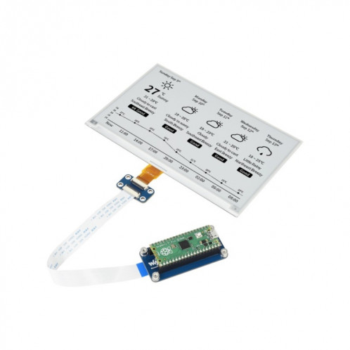 WAVESHARE 7.5 pouces 800x480 Pixel Noir Module d'affichage en E-Encre E-Papier pour Raspberry Pi Pico, Interface SPI SW0165823-09