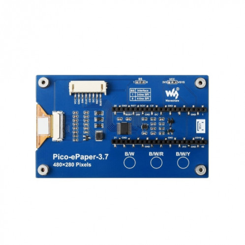 Module d'affichage d'affichage électronique E-Paper E-Paper 3,7 pouces 480x280 Pixel pour Raspberry Pi Pico, 4 Niveaux de gris, Interface SPI SW01661418-09