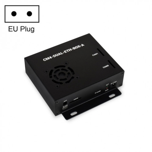 WAVESHARE DUAL GIGABIT Ethernet Mini-Ordinateur avec caisse en métal et ventilateur de refroidissement pour la framboise PI CM4 () SW77EU1951-09