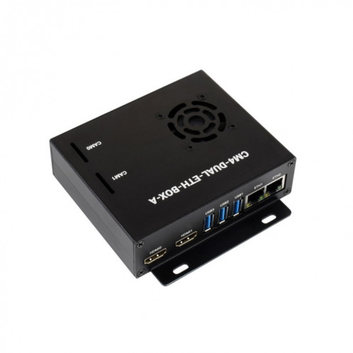 WAVESHARE DUAL GIGABIT Ethernet Mini-Ordinateur avec caisse en métal et ventilateur de refroidissement pour la framboise PI CM4 () SW77EU1951-09