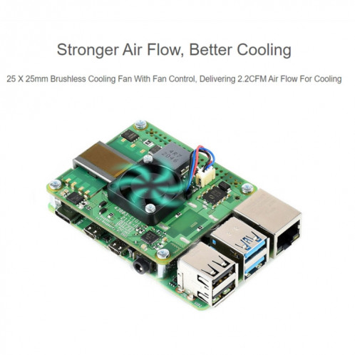 Waveshare Raspberry Pi Poe + chapeau Ethernet Board d'expansion pour la framboise Pi 3b + / 4B SW0180722-08