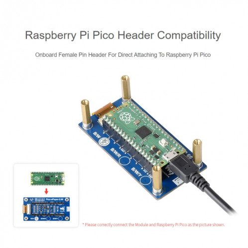 Waveeshare 2.66 pouces 296 x 152 Module d'affichage en ligne électronique noir / blanc noir / blanc pour la framboise Pi Pico, interface SPI SW01841241-07