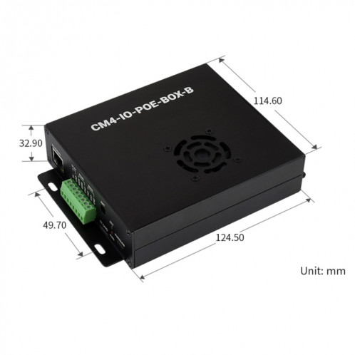 WAVESHARE POE Mini-Ordinateur de type B Base de base avec étui en métal et ventilateur de refroidissement pour la framboise PI CM4 () SW85EU1322-08