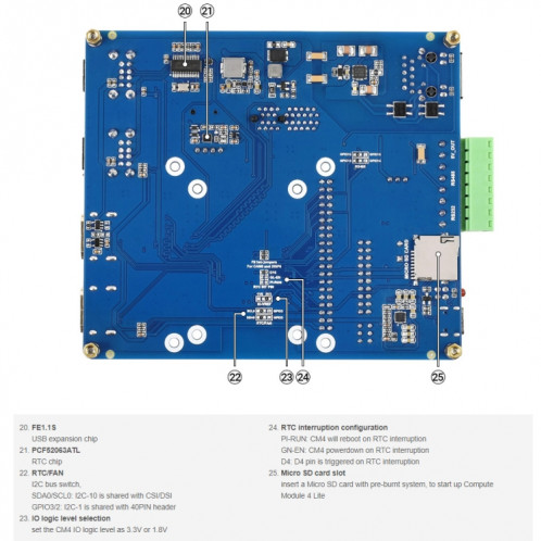 Module Compute Waveshare IO Board avec fonction PoE (type B) pour Raspberry PI toutes les variantes de cm4 SW0188141-010