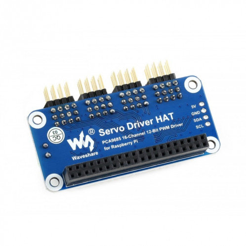 Chapeau de pilote Servo I2C de Waveeshare à 16 canaux 12 canaux B pour PI de framboise SW0191302-05