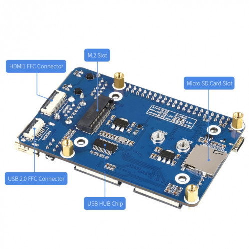 Waveeshare Mini Base de base A pour le module de calcul de Raspberry Pi 4 SW0193419-09