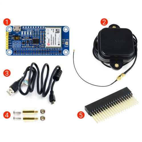 WAVESHARE ZED-F9P GPS-RTK HAT Niveau de centimètre Valeur Multi-bande RTK Différentiel Module GPS pour Raspberry PI SW0196732-012