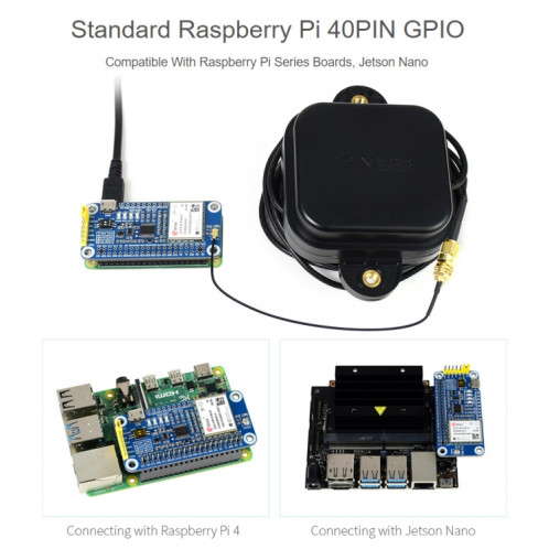 WAVESHARE ZED-F9P GPS-RTK HAT Niveau de centimètre Valeur Multi-bande RTK Différentiel Module GPS pour Raspberry PI SW0196732-012