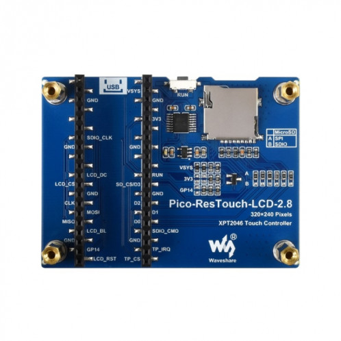 Waveeshare 2.8 pouces 262K Couleurs 320 x 240 Pixel Touch Module d'affichage pour Raspberry Pi Pico, interface SPI SW0197929-08