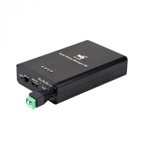 Waveeshare Solar Power Manager, Batterie Li-PO embarqué 10000MAh, support 6V ~ 24V Panneaux solaires (Noir) SW212B1032-08