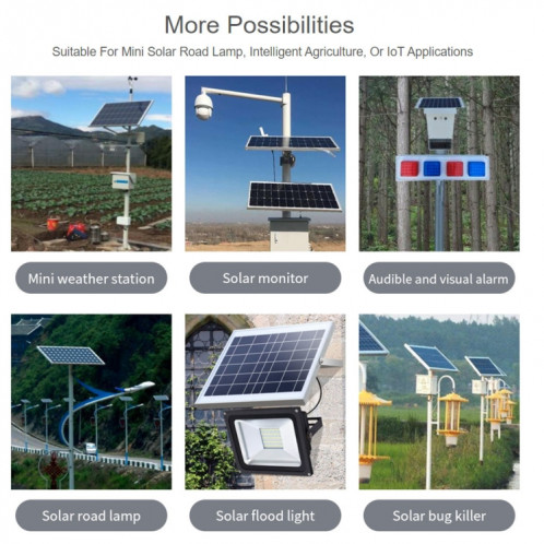 Waveeshare Solar Power Manager, Batterie Li-PO embarqué 10000MAh, support 6V ~ 24V Panneaux solaires (Noir) SW212B1032-08