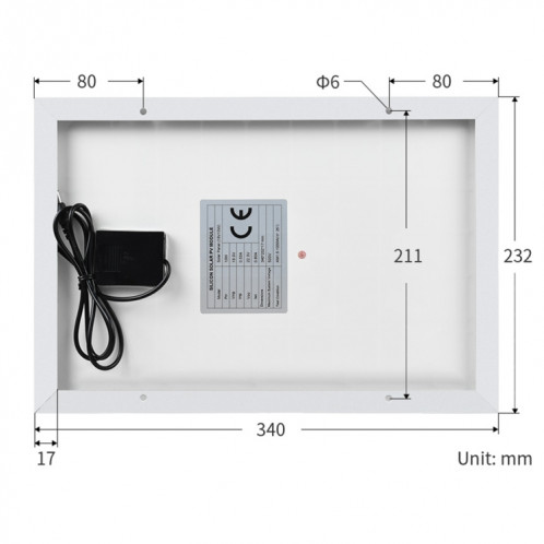 Efficacité de conversion élevée de Waveeshare Panneau solaire 18V 10W SW0213464-08