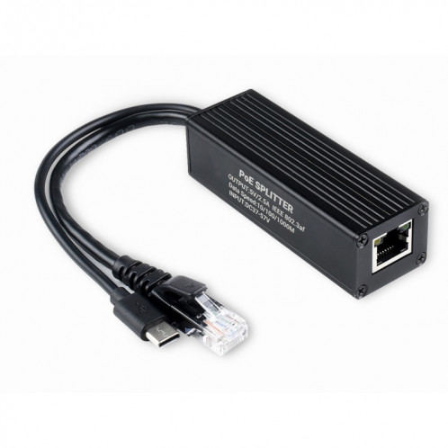Étui en métal Waveeshare Gigabit Poe Splitter, 5V 2.5A Type-C Out SW0216565-07