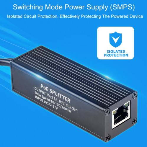 Étui en métal Waveeshare Gigabit Poe Splitter, 5V 2.5A Type-C Out SW0216565-07
