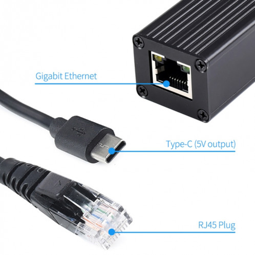 Étui en métal Waveeshare Gigabit Poe Splitter, 5V 2.5A Type-C Out SW0216565-07