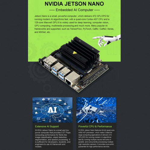 Le kit de robot mobile suivi de WaveShare Jetank AI, basé sur Jetson nano, prise EU SW02211153-016