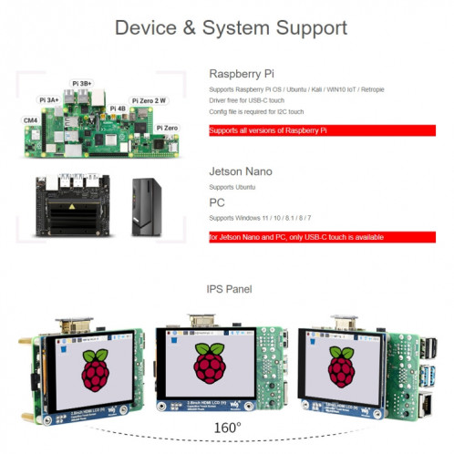 WAVESHARE 2.8 pouces 480x640 HDMI IPS écran LCD (H) Écran complètement laminé SW02271915-07