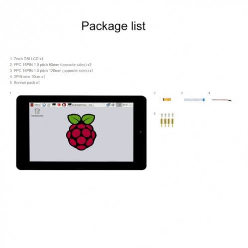 WAVESHARE 7 pouces 800 x 480 Affichage tactile capacitif avec caméra avant pour raspberry pi SW0231334-07