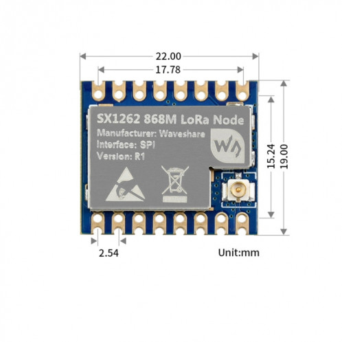 Waveeshare Core1262-868M Module anti-interférences SX1262 LORA, groupe EU868 SW02351529-06