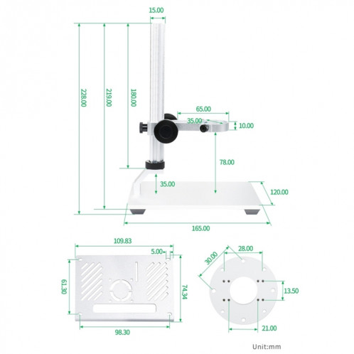Waveshare 4,3 pouces écran Raspberry Pi Microscope Kit 12MP Camera Module avec support, fiche américaine SW0238549-07