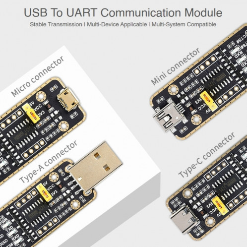 Waveshare micro USB vers UART Connecteurs de module de transmission de taux de bande élevé SW02421672-06