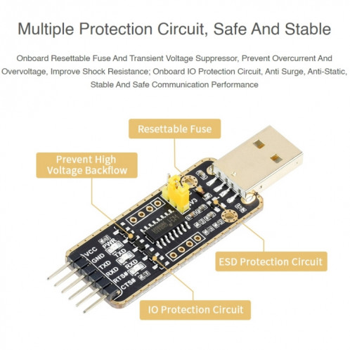 Waveshare micro USB vers UART Connecteurs de module de transmission de taux de bande élevé SW02421672-06