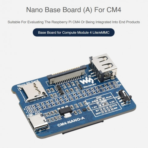 Waveshare Nano Base Board A pour Raspberry Pi CM4 SH0244608-07