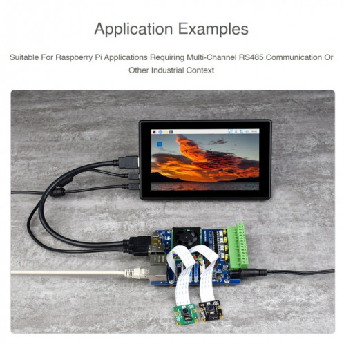 Waveshare Dual Eth Quad RS485 Base Board B pour Raspberry Pi CM4, Gigabit Ethernet SW0249539-07