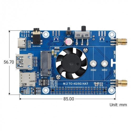 Waveshare sim7600g-h M.2 4g chapeau lte cat4 module de bande globale GNSS haute vitesse pour Raspberry Pi SW0254304-07