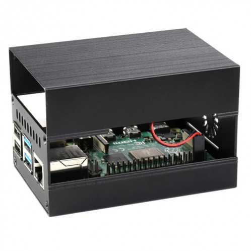 Étui de refroidissement en aluminium de bande Waveshare pour Raspberry Pi 4, radiateur actif intégré avec ailettes (noir) SW258B408-06
