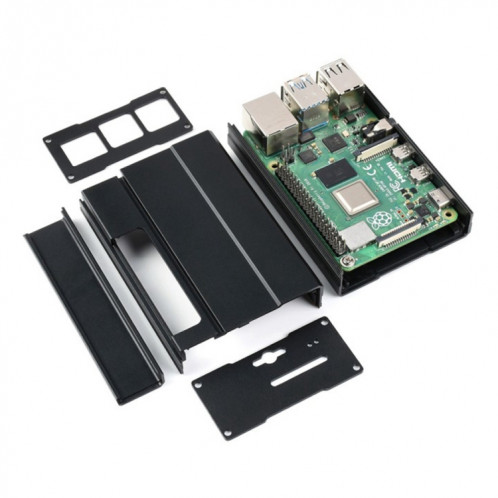 Case de conception chanfreinée en aluminium Waveshare pour Raspberry Pi 4B SW025931-07