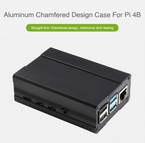 Case de conception chanfreinée en aluminium Waveshare pour Raspberry Pi 4B SW025931-07