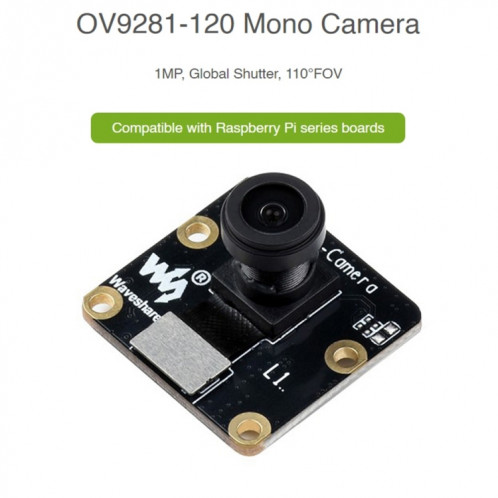Waveshare OV9281-120 Module de caméra mono 1MP pour Raspberry Pi, obturateur mondial SW026365-07