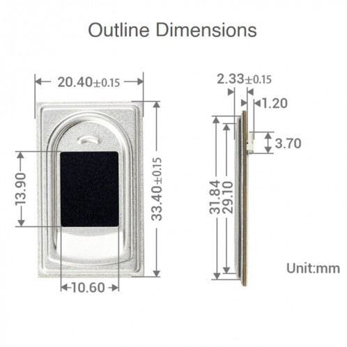 Waveshare uart rectangle en forme de rectangle tout-en-un capteur d'empreinte digitale (e), processeur de cortex SW02681554-07