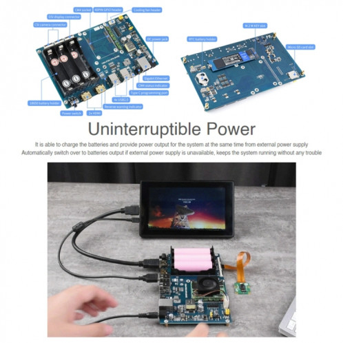 WAVESHare Poe UPS Base Board pour Raspberry Pi CM4, Gigabit Ethernet, Dual HDMI, Quad USB2.0 SW0269627-07