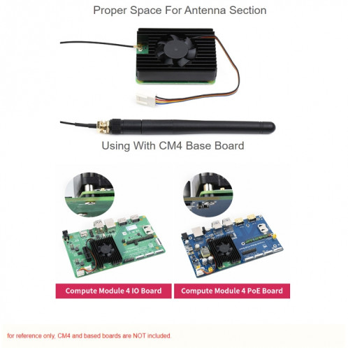 Ventilateur de refroidissement Waveshare dédié tout-en-un 3007 pour Raspberry Pi CM4, vitesse réglable, avec bandes thermiques SW027562-07