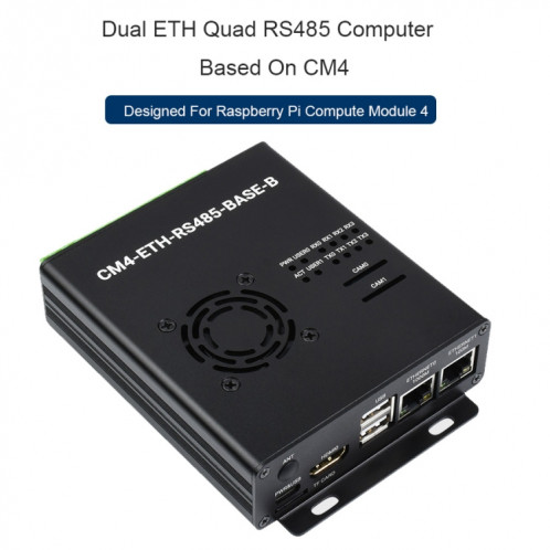 Mini-ordinateur Waveshare Dual ETH pour Raspberry Pi CM4, Gigabit Ethernet, RS485 isolé 4CH () SW78EU651-010