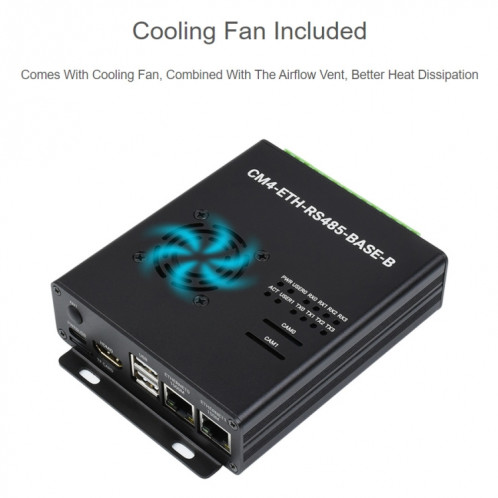 Mini-ordinateur Waveshare Dual ETH pour Raspberry Pi CM4, Gigabit Ethernet, RS485 isolé 4CH () SW78EU651-010