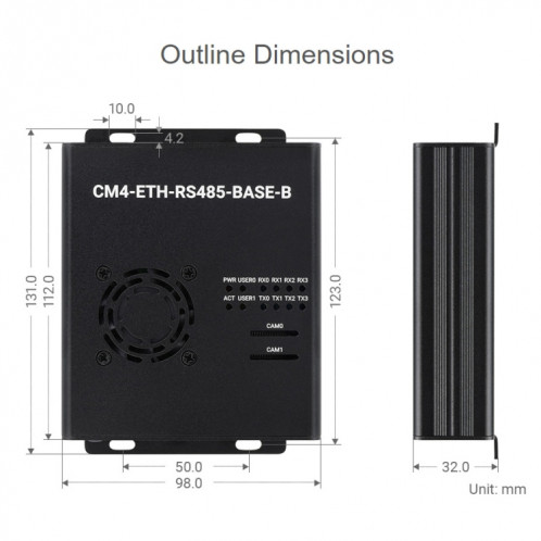 Mini-ordinateur Waveshare Dual ETH pour Raspberry Pi CM4, Gigabit Ethernet, RS485 isolé 4CH () SW78EU651-010
