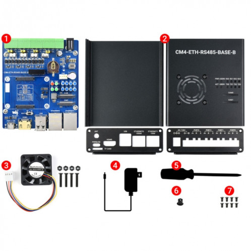 Mini-ordinateur Waveshare Dual ETH pour Raspberry Pi CM4, Gigabit Ethernet, RS485 isolé 4CH () SW78EU651-010