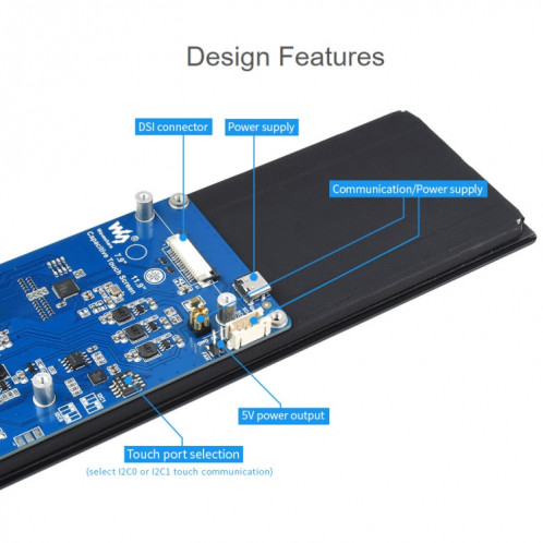 Écran tactile capacitif WAVESHARE 11,9 pouces pour Raspberry Pi, 320 x 1480, IPS, interface DSI SW02791298-07