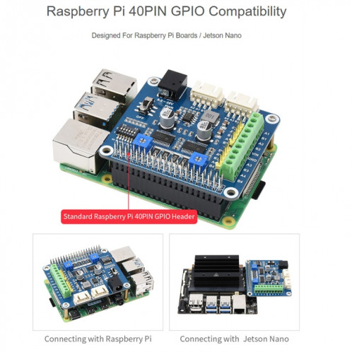 Chapeau de moteur pas à pas HRB8825 Waveshare pour Raspberry Pi, entraîne deux moteurs pas à pas, jusqu'à 1/32 Microstepping SW02801187-012