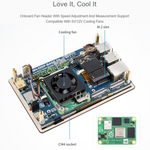 Extension d'écran tactile WAVESHARE 5 pouces pour Raspberry Pi CM4, en-tête PoE, Gigabit Ethernet, sortie 4K SW02831930-010