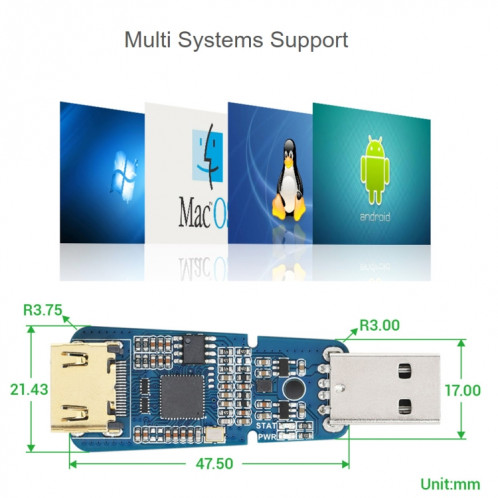 Carte de capture vidéo HDMI haute définition avec port USB Waveshare pour les jeux/le streaming/les caméras SW02841410-05