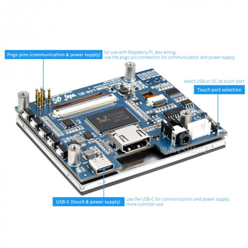 Écran LCD IPS tactile capacitif HDMI Waveshare 3,5 pouces (E), 640 x 480, prise audio SW0285773-06
