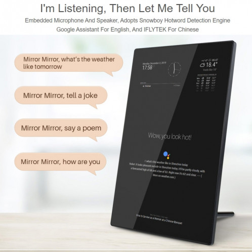Miroir magique Waveshare 13,3 pouces, assistant vocal, contrôle tactile () SW91EU1661-010