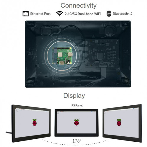 Mini-ordinateur Waveshare 13,3 pouces alimenté par Raspberry Pi 3A +, écran tactile HD () SW92EU9-09