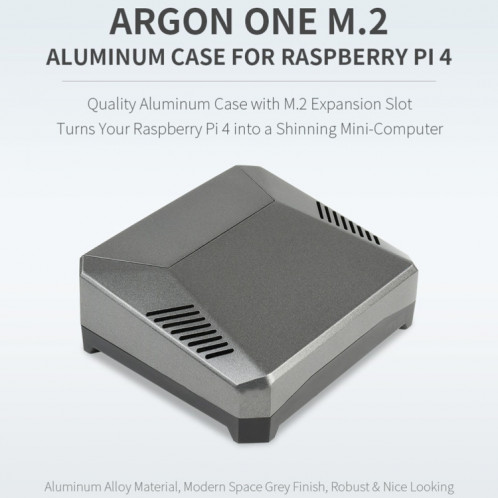 Boîtier en aluminium Waveshare Argon One M.2 pour Raspberry Pi 4, avec emplacement d'extension M.2 SW0526440-08