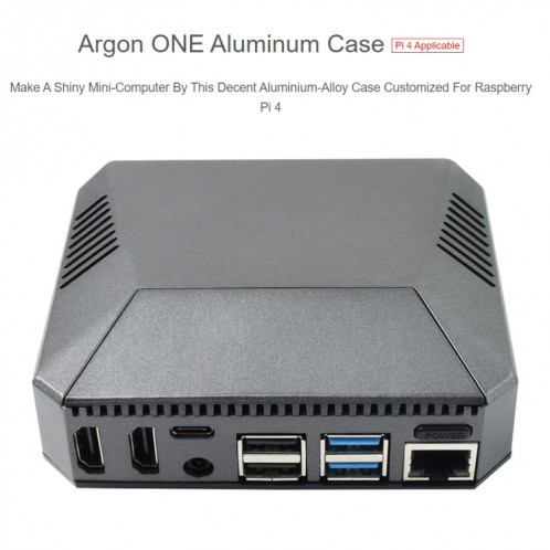 Boîtier en aluminium Waveshare Argon One pour Raspberry Pi 4, avec bouton d'alimentation sécurisé SW0527369-09